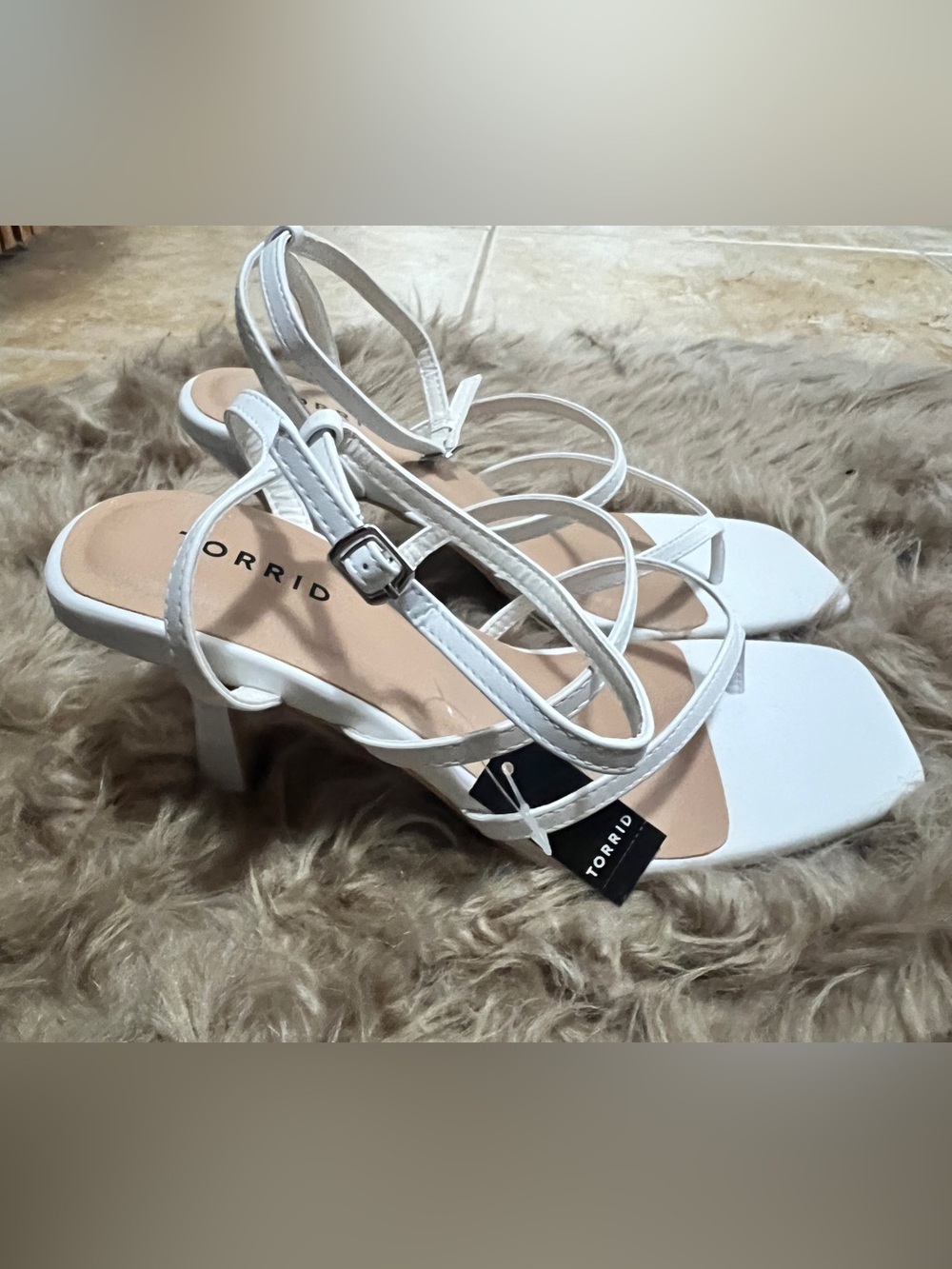 Torrid White Kitten Heels Strappy-Heel Sandal